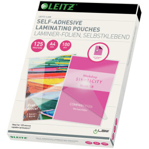 Laminierfolie Leitz iLAM 16925 - 303 x 216 mm f&uuml;r A4 125 &micro;m gl&auml;nzend Ethyl-Venyl-Acetat Pckg/100