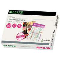 Laminierfolie Leitz iLAM 33805 - 111 x 80 mm f&uuml;r A7 125 &micro;m gl&auml;nzend Ethyl-Venyl-Acetat Pckg/100