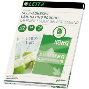 Laminierfolie Leitz iLAM 33872 - 303 x 216 mm f&uuml;r A4 80 &micro;m gl&auml;nzend Ethyl-Venyl-Acetat Pckg/100