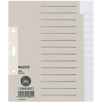 Register Leitz 1225 - A5 grau blanko 15-teilig Recyclingpapier 100 g/m&sup2;