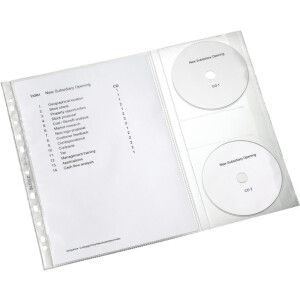 Prospekth&uuml;lle Leitz 4761 - A4 315 x 230 mm farblos Universallochung oben offen mit CD-Klappe 0,13 mm PP-Folie Pckg/5