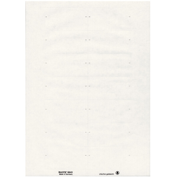 Computerbeschriftungsschild Leitz Orgacolor 6643 - A4 73 x 40 mm wei&szlig; selbstklebend f&uuml;r Laser, Inkjetdrucker und Kopierer Papier Pckg/350