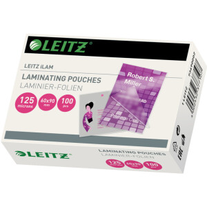 Laminierfolie Leitz iLAM 7369 - 60 x 90 mm f&uuml;r Visitenkarten 125 &micro;m gl&auml;nzend Ethyl-Venyl-Acetat Pckg/100