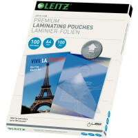 Laminierfolie Leitz iLAM UDT 7480 - 303 x 216 mm f&uuml;r A4 100 &micro;m gl&auml;nzend glasklar Ethyl-Venyl-Acetat Pckg/100