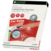 Laminierfolie Leitz iLAM UDT 7483 - 303 x 216 mm f&uuml;r A4 175 &micro;m gl&auml;nzend glasklar Ethyl-Venyl-Acetat Pckg/100