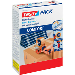 Packband Handabroller tesa tesapack Comfort 06400 - bis 50 mm rot/blau einzeln