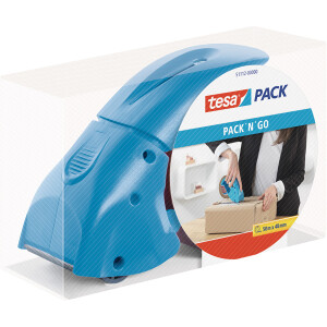 Packband Handabroller tesa tesapack Pack and Go 51112 - bis 50 mm blau inkl. 1 Rolle Set
