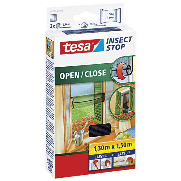 Fliegengitter Fenster tesa Insect Stop Open/Close 55033 - 130 x 150 cm weiß Klettsystem