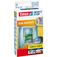 Fliegengitter Fenster tesa Insect Stop Sun Protect 55806 - 130 x 150 cm wei&szlig; Easy-on-System inkl. Andr&uuml;ck- und Schneidehilfe