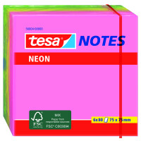 Haftnotizen tesa Neon Notes 56004 - 75 x 75 mm farbig sortiert Papier Pckg/480