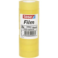 Klebefilm tesa tesafilm transparent 57207 - 19 mm x 33 m farblos f&uuml;r Privat/Endverbraucher-Anwendungen Pckg/8