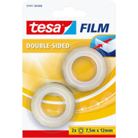 Doppelklebefilmband tesa tesafilm 57911 - 12 mm x 7,5 m transparent f&uuml;r Privat/Endverbraucher-Anwendungen Set