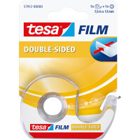 Doppelklebeband Abroller tesa tesafilm 57912 - 12 mm x 7,5 m transparent inkl. 1 Rolle f&uuml;r Privat/Endverbraucher-Anwendungen Set