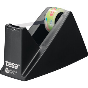 Klebefilm Tischabroller tesa tesafilm Eco &amp; Clear 59327 - bis 15 mm x 10 m schwarz inkl. 1 Rolle Set