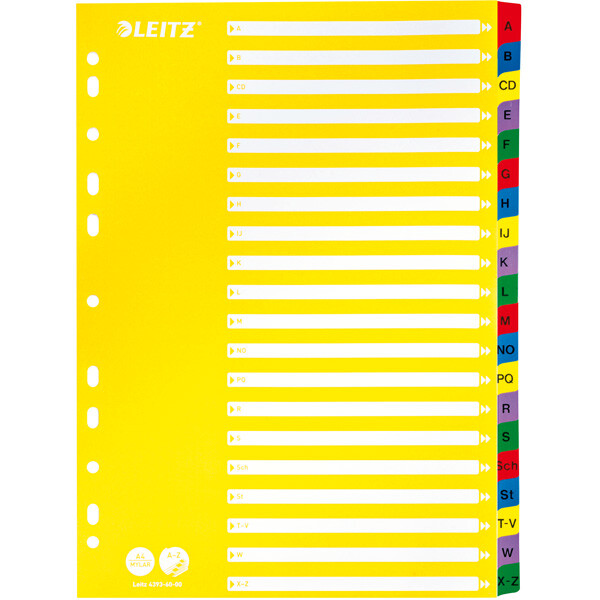 Register Leitz 4393 - A4 farbig A-Z Mylar-Folie