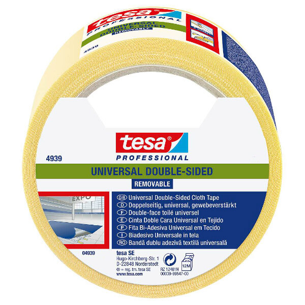 Verlegedoppelband tesa tesafix 4939 - 50 mm x 25 m farblos Bodenbelagband für Industrie/Gewerbe-Anwendungen