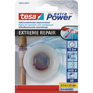 Reparaturband tesa Extra Power Extreme 56064 - 19 mm x 2,5 m transparent Abdichtband selbstverschwei&szlig;end f&uuml;r Privat/Endverbraucher-Anwendungen