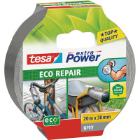 Reparaturband tesa Extra Power Eco Repair 56432 - 38 mm x 20 m grau Gewebeklebeband f&uuml;r Privat/Endverbraucher-Anwendungen
