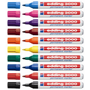 Permanentmarker edding 3000 - farbig sortiert 1,5-3 mm...