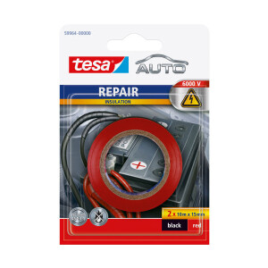Reparaturband tesa Auto Repair 59964 - 15 mm x 10 m rot/schwarz Kratzschutzband f&uuml;r Privat/Endverbraucher-Anwendungen Pckg/2