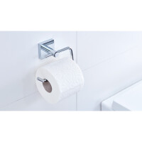Toilettenpapier Rollenhalter tesa EKKRO 40232 - chrom mit Wandst&uuml;ck eckig Metall