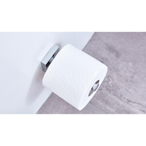 Toilettenpapier Ersatzrollenhalter tesa EKKRO 40245 - Wandst&uuml;ck eckig chrom f&uuml;r glatte Oberfl&auml;chen Metall