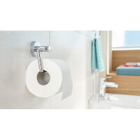 Toilettenpapier Rollenhalter tesa SMOOZ 40314 - chrom mit Wandst&uuml;ck rund Metall