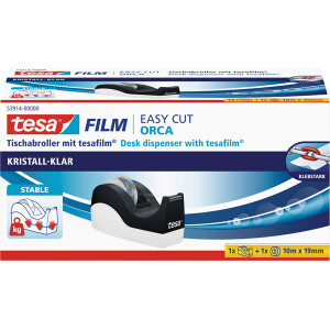 Klebefilm Tischabroller tesa Easy Cut Frame 53914 - bis 19 mm x 33 m schwarz/wei&szlig; inkl. 1 Rolle Set