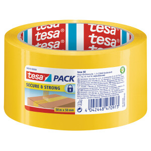 Verpackungsklebeband tesa tesapack Secure &amp; Strong 58643 - 50 mm x 50 m gelb PVC-Band f&uuml;r Privat/Endverbraucher-Anwendungen
