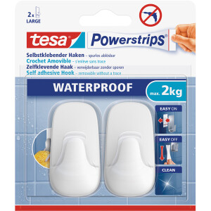 Haken tesa Powerstrips Waterproof Large 59781 - oval wei&szlig; bis 2 kg f&uuml;r Badezimmer Kunststoff Pckg/2
