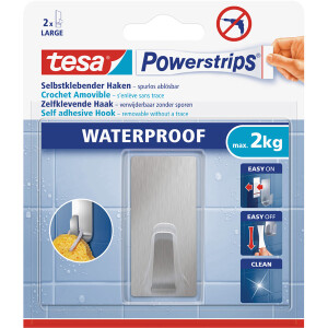 Haken tesa Powerstrips Waterproof Large 59779 - eckig Edelstahl bis 2 kg f&uuml;r Badezimmer Metall