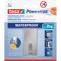 Haken tesa Powerstrips Waterproof Large 59779 - eckig Edelstahl bis 2 kg f&uuml;r Badezimmer Metall