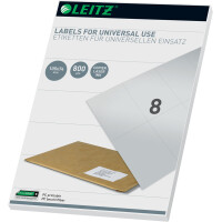 Universaletikett Leitz 6174-00-01 - A4 105 x 74 mm wei&szlig; permanent FSC Papier f&uuml;r alle Druckertypen Pckg/800