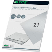 Universaletikett Leitz 6178-00-01 - A4 70 x 42 mm wei&szlig; permanent FSC Papier f&uuml;r alle Druckertypen Pckg/2100