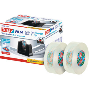 Klebefilm Tischabroller tesa tesafilm Eco &amp; Clear 53905 - bis 19 mm x 33 m schwarz inkl. 2 Rollen Set