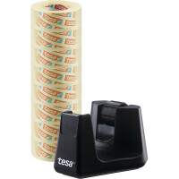 Klebefilm Tischabroller tesa tesafilm Eco &amp; Clear 53906 - bis 19 mm x 33 m schwarz inkl. 8 Rollen Set