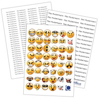 Gratiszugabe IVS-Zugabe Smiley-Sticker und individuell bedruckte Namensetiketten - 47 Smileys - &uuml;ber 170 mit Wunsch-Aufdruck