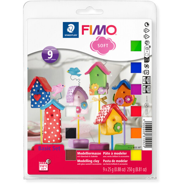 Modelliermasse Staedtler FIMO soft 8023 - farbig sortiert normalfarbend ofenh&auml;rtend 25 g 9er-Set
