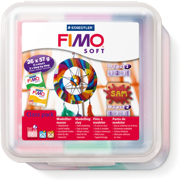 Modelliermasse Staedtler FIMO soft 802350LX - farbig sortiert normalfarbend ofenh&auml;rtend 57 g 26er-Set