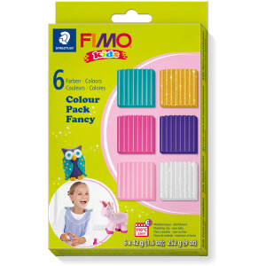 Modelliermasse Staedtler FIMO Kids 8032 - farbig sortiert Girlie Colours ofenh&auml;rtend 42 g 6er-Set