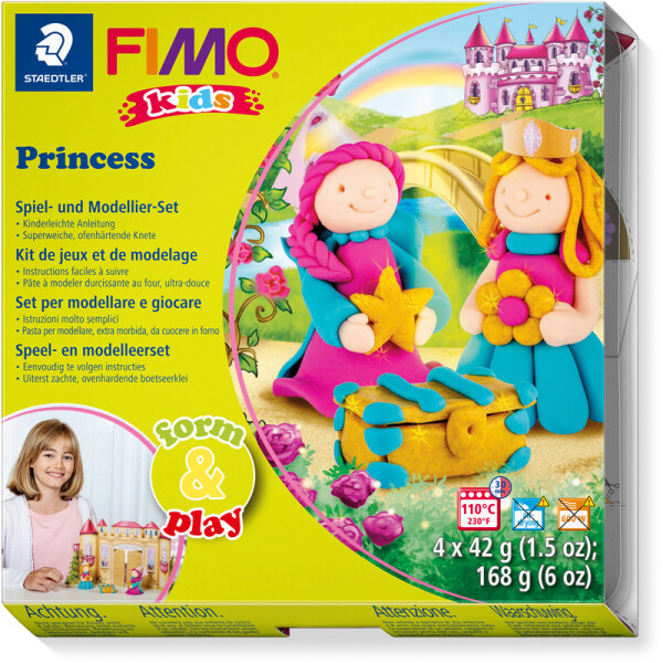 Modelliermasse Staedtler FIMO Kids 803406LY - farbig sortiert Prinzessin normalfarbend ofenhärtend 42 g 4er-Set
