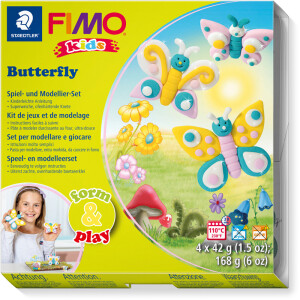Modelliermasse Staedtler FIMO Kids 803410LY - farbig sortiert Butterfly normalfarbend ofenh&auml;rtend 42 g 4er-Set