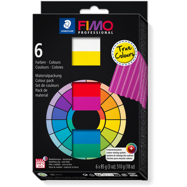 Modelliermasse Staedtler FIMO professional 8003 - farbig sortiert basic colours ofenhärtend 85 g 6er-Set