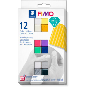 Modelliermasse Staedtler FIMO effect 8013C12 - farbig sortiert normalfarbend ofenh&auml;rtend 25 g 12er-Set