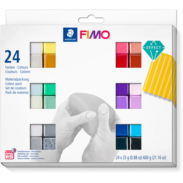 Modelliermasse Staedtler FIMO effect 8013C24 - farbig sortiert normalfarbend ofenhärtend 25 g 24er-Set
