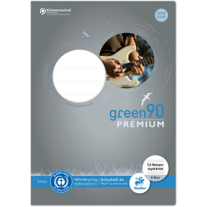 Notenheft Staufen Recycling green90 Premium 040790014 - A4 210 x 297 mm Lineatur14 12 Notensysteme Blauer Engel 8 Blatt premiumwei&szlig;es Recyclingpapier 90 g/m&sup2;