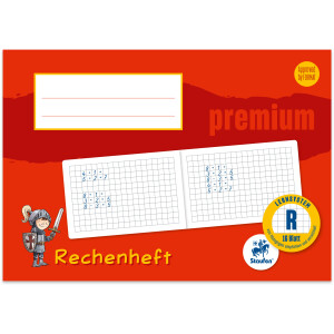 Schreiblernheft Rechenheft Staufen Premium 734500720 - A5 quer 210 x 148 mm LineaturR 10 x 10 mm kariert klimaneutral 16 Blatt hochwei&szlig;es Premiumpapier 90 g/m&sup2;