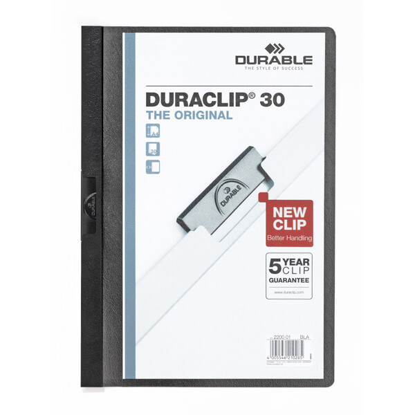 Klemmhefter Durable Duraclip 2200 - A4 307 x 220 mm schwarz bis 30 Blatt Hartfolie