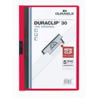 Klemmhefter Durable Duraclip 2200 - A4 307 x 220 mm rot bis 30 Blatt Hartfolie