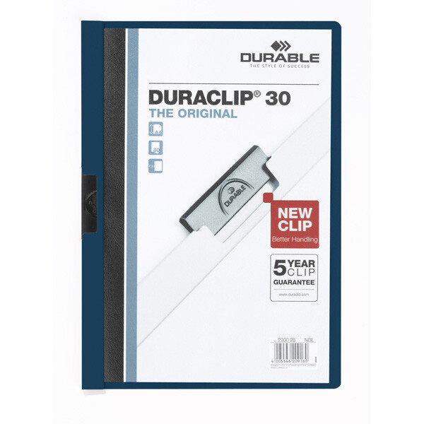 Klemmhefter Durable Duraclip 2200 - A4 307 x 220 mm nachtblau bis 30 Blatt Hartfolie